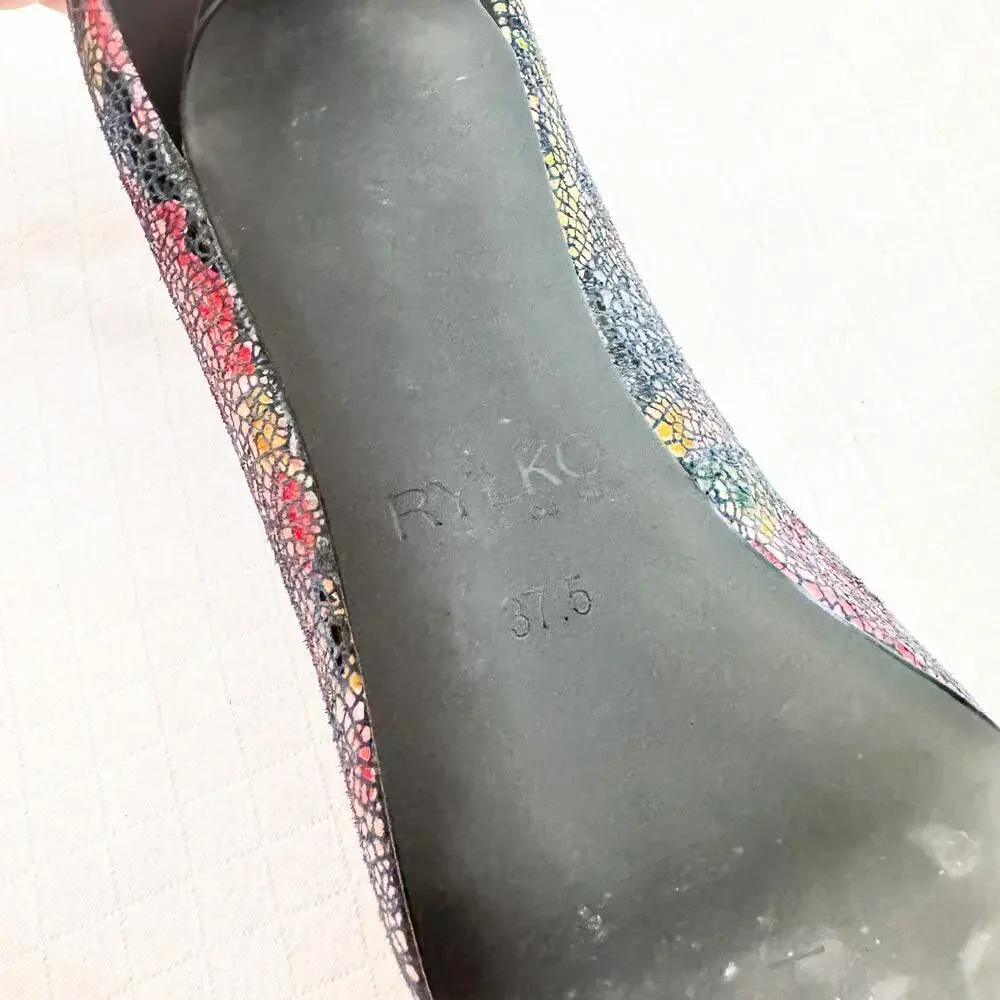 Rylko Stained Glass Round Toe Heels Size Black Size 37.5 842DE086 Mint